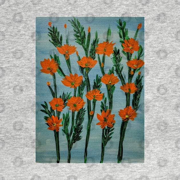 Orange cosmos flowers by kkartwork